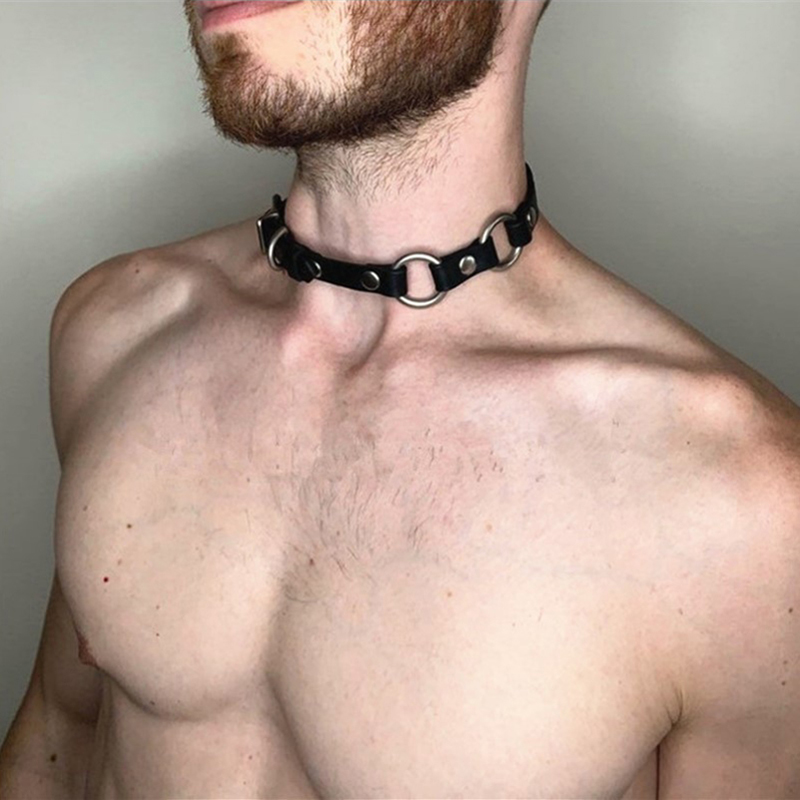 Men Accessories Neck Chain - Erkekler için Şık Suni Deri Gerdanlık,
